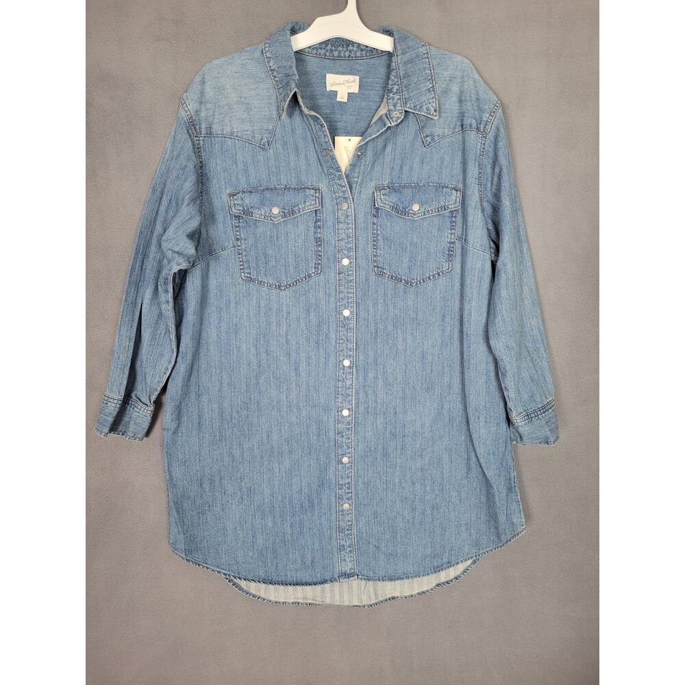 Universal Thread Button-up Denim Western Shirt Dress Size Large